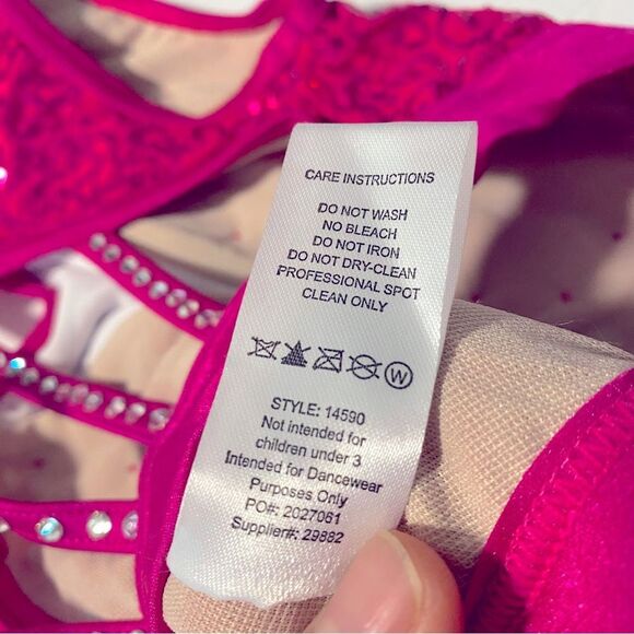 Weissman solo custom dance costume 2 piece hot pink fringe Go Get It 14590 SC 6 - Picture 14 of 15